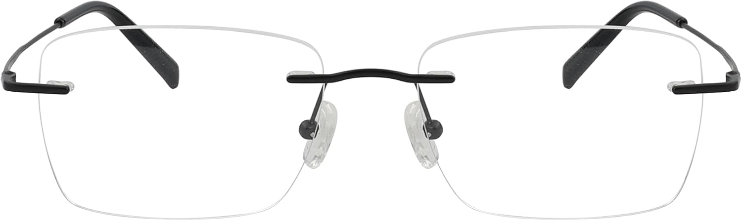 Eyekepper Titanium Rimless Reading Glasses Frameless Rectangle Readers Women Men Black +2.00