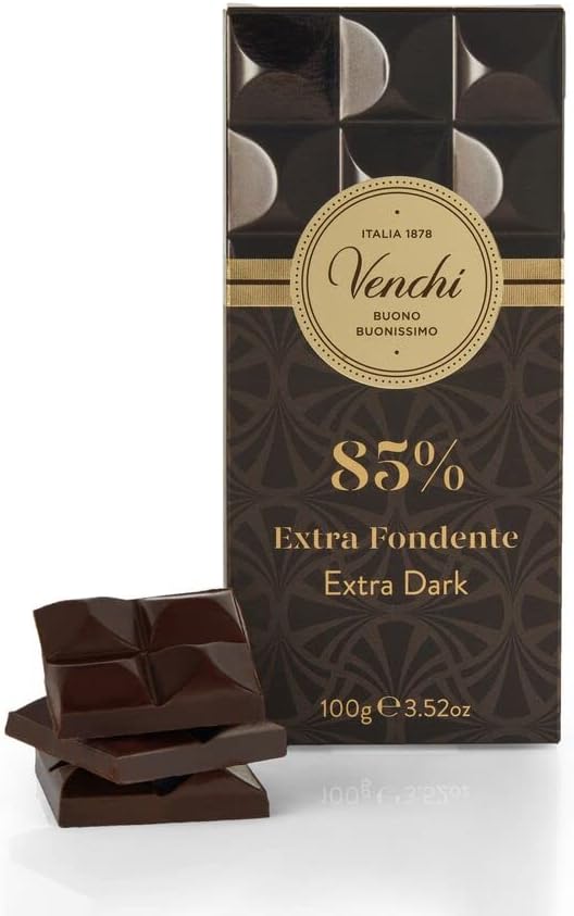 Venchi - 85% Extra Dark Chocolate Bar, 3.52oz - Fine Cocoa Blends - Gluten Free - Vegan