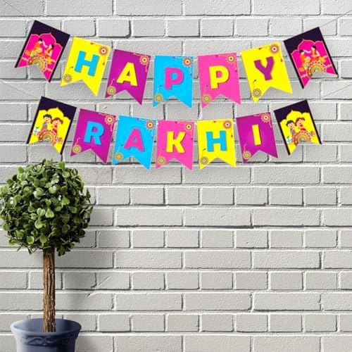 LoveNspire Happy Rakhi Banners Indian Festival Rakhi Raksha Bandhan Bunting Diy Home Indoor Outdoor Decoration Bollywood Party Supplies Home Decor Ideas