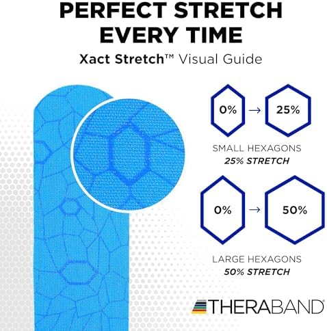 THERABAND Kinesiology Tape, Blue/Blue, 1 Roll, with XactStretch Indicators, Long-Lasting Athletic Tape for Shoulder, Back & Knee, Latex-Free & Water Resistant for Men and Women, Pre-Cut