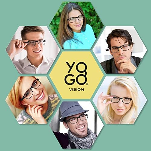 Yogo Vision Bifocal Reading Glasses for Men and Women Rectangle MultiFocal Readers with Spring Hinges Retro Design