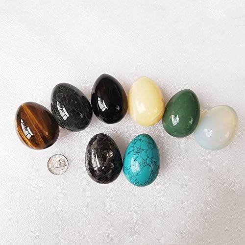 Green Howlite Turquoise Egg-Shape Meditation Chakra and Home Decor Balancing Gemstone and Crystals Figurines Kit,1.96"x 1.37"Reiki Healers and Yoga Practioner,with Wooden Stand
