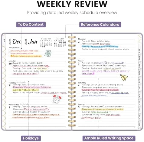 2025 Planner Weekly and Monthly, Jan 2025 to Dec 2025, Hardcover 2025 Calendar Planner Book with Tabs & Inner Pocket, Office Home School Supplies for Women & Men - A5 (6.3" x 8.5"), Spiral Bound, Purple
