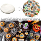 Morofme 60pcs Edible Halloween Cupcake Toppers Edible Pumpkin Cake Topper Spider Cake Decorations Wafer Paper Halloween Ghost Cake Decor Bat Black Cat for Party Cake Cookies, 15 kinds of patterns