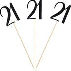 Black Glitter 21st Birthday Centerpiece Sticks, 12-Pack Number 21 Table Topper Anniversary Party Decorations