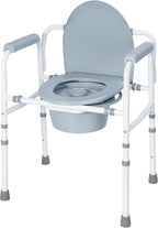 3-in-1 Bedside Commode Chair with Splash Guard & Bucket, Portable Toilet for Seniors, Adult Potty Chair, Adjustable Height, Supports 300 lbs,White