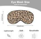 Leopard Print Sleep Mask Eye Mask Animal Skin Brown Sleep Mask Light Blocking Adjustable Smooth Soft Eye Masks for Women Deep Rest Travel