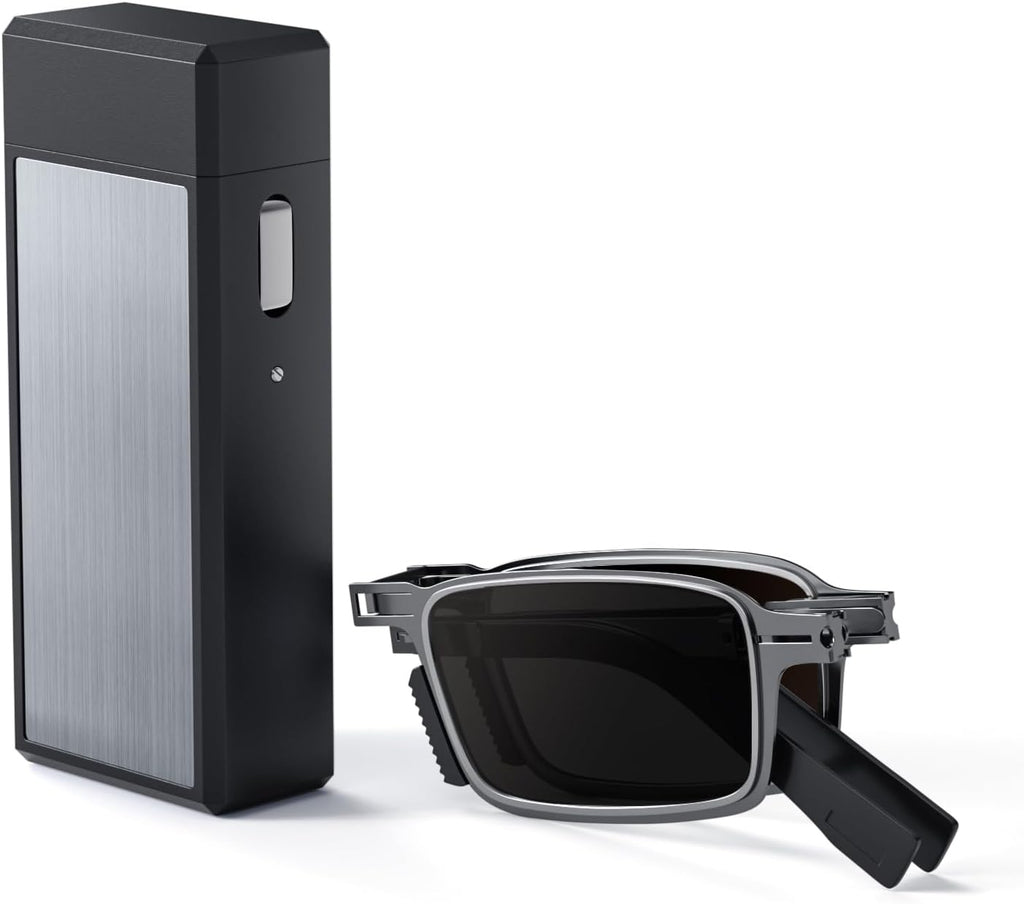 Durable Ultra Thin and Lightweight Folding Reading Sunglasses for Men Women, UV400 Protection Outdoors Compact Computer Foldable Full Sun Readers, Pocket Portable Sturdy Frame with Case Black 2.5x