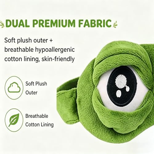 3D Frog Sleep Mask, 3D Funny Sleep Mask, Soft Comfortable Frog Eye Mask with Adjustable Straps, Ideal for Travel, Naps and Night Sleep (3pcs)