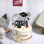 Aeryourtar Class of 2024 Cake Topper, Congrats Grad 2024 Graduation Cake Decor, High School/College Graduate Celebration Party Decoration Supplies, Black and Silver Glitter