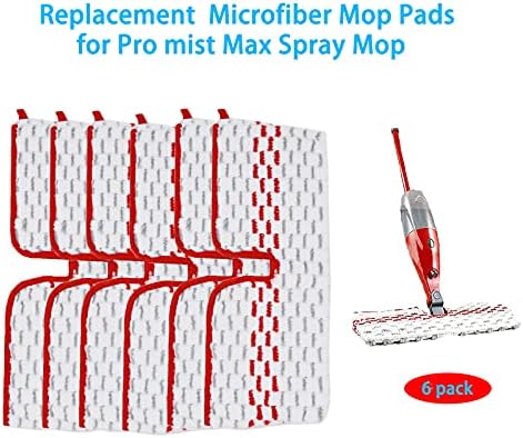 6 Pack Replace Mop Pads for Promist Max Microfiber Spray Mop Refill, Washable Reusable Replace Spray Mop Pad Head