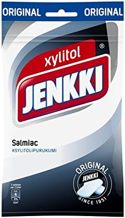 Leaf Jenkki Original Salmiak Salmiac Xylitol Finnish Chewing Bubble Gum Bag 100g.