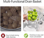 Multi-functional Drain Basket - 2024 New Fruit Cleaning Bowl with Strainer Container, Kitchen Sink Food Catcher Drainer Rinser Vegetable Washing Filter over the Colander (1PC, Clear)