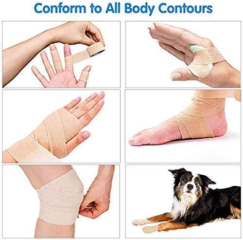 6pc-1 Inch Wide Skin Colour Elastic Self- Adhesive Bandage Finger Tape,Wrap Bandages, for Wrist and Ankle for Chair and Table Legs to Reduce Friction and Noise