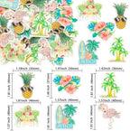 Gyufise 54Pcs Edible Tropical Aloha Luau Cupcake Toppers Wafer Paper Palm Tree Flower Turtle Leaves Flamingo Pineapple Cupcake Picks Summer Hawaiian Theme Birthday Party Cake Decorations Supplies