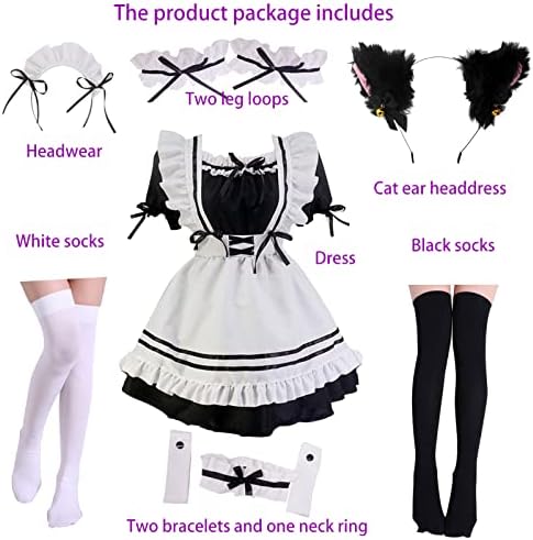 Japanese Maid Outfit Anime French Maid Apron Classic Lolita Fancy Dress Cosplay Costume for Halloween Party