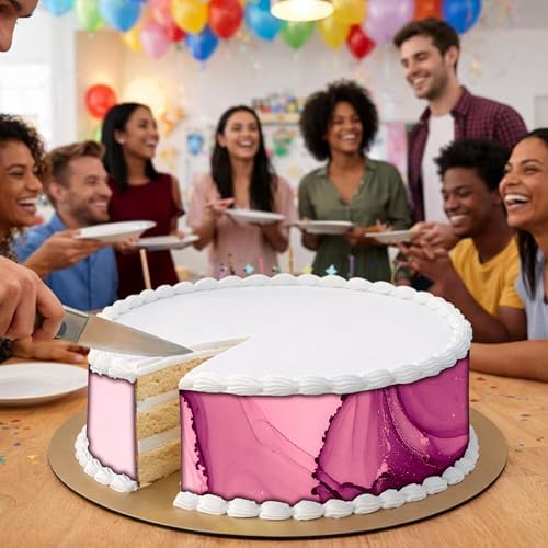 3 pcs Soft Rose Marble Cake Strips Edible birthday cake strips, cake side borders, Icing Sheets 2.7X11.8