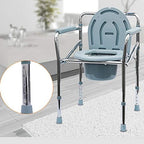 Extra Wide Homecare Commode Chair Bariatric Toilet Seat Elderly Shower Stool Folding Space Saving Height Adjustable with Handles and Bucket Walking Aid