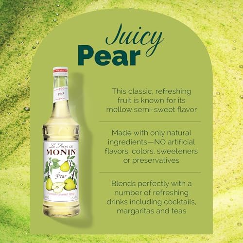 Monin - Pear Syrup | Premium Syrup for Cocktails, Margaritas, Tea & More | Clean Label, No Artificial Flavors, No Artificial Preservatives (BPA-Free Glass, 750 ml)