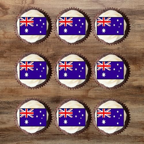 24 Australian Flag Edible Cupcake Toppers, Australia Edible Cake Decorations, Patriotic Decor, International Flags of the World Cake Toppers, Cricket and Olympic Decorations, Eurovision Party