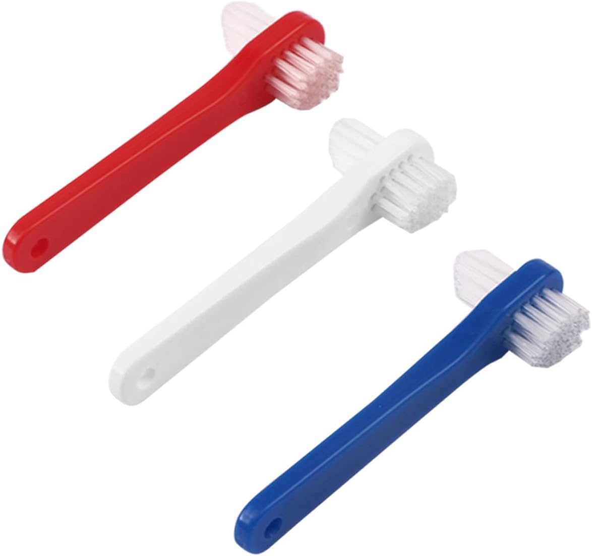 3Pcs Small Double Sided Denture Toothbrush with Medium Bristles Ergonomic Thick Handle for Comfortable Grip Durable Cleaning Tools for Braces and Retainers Portable Adult Oral Care
