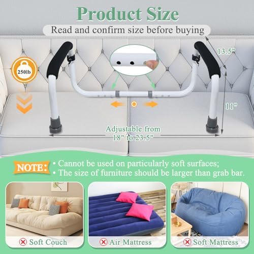 Stand Assist Mobility & Daily Living Aids Bed Rail Cane Chair Assist for Elderly Lift Assist Devices for Seniors, Handicap Grab Bar for Disabled Couch Safety Handle(Width Adjustable)