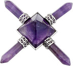 SUNYIK Stone Pyramid Energy Generator, Healing Crystal Point Four Directions Decoration for Reiki Balancing Meditation, Amethyst