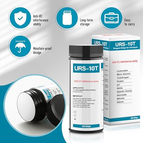 Urine Test Strips URS 10-in-1,10 Parameters UTI Test Strips,Ketone Test Strips,Urine Test Strips for Nitrite, Bilirubin, pH, Protein,UTI, More,100 CT Urine Test Strips for Urinalysis.