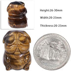 Nupuyai Pack of 2 Natural Crystal Tiger's Eye Stone Pug Dog Statue, Hand Carved Stone Animal Figurine for Home Office Decoration