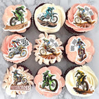 40pcs Edible Motorcycle Cupcake Toppers Motocross Dirt Bike Party Cupcake Toppers, Motorcycle Sport Theme Birthday Motocross Cake Decor