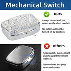 Pocket Pharmacy Bling 2 Compartment Medicine Organizer Small Cute Pill Container Travel Pill Box Case for Purse Square Vitamin Holder for Pocket(Silver)