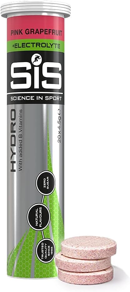 Science in Sport Hydro Electrolyte Tablets, Fast Hydration, Performance Electrolytes for Enhanced Hydration & Endurance Supplement for Running, Cycling, Triathlon, Pink Grapefruit - 20 Tablets 1 Pack