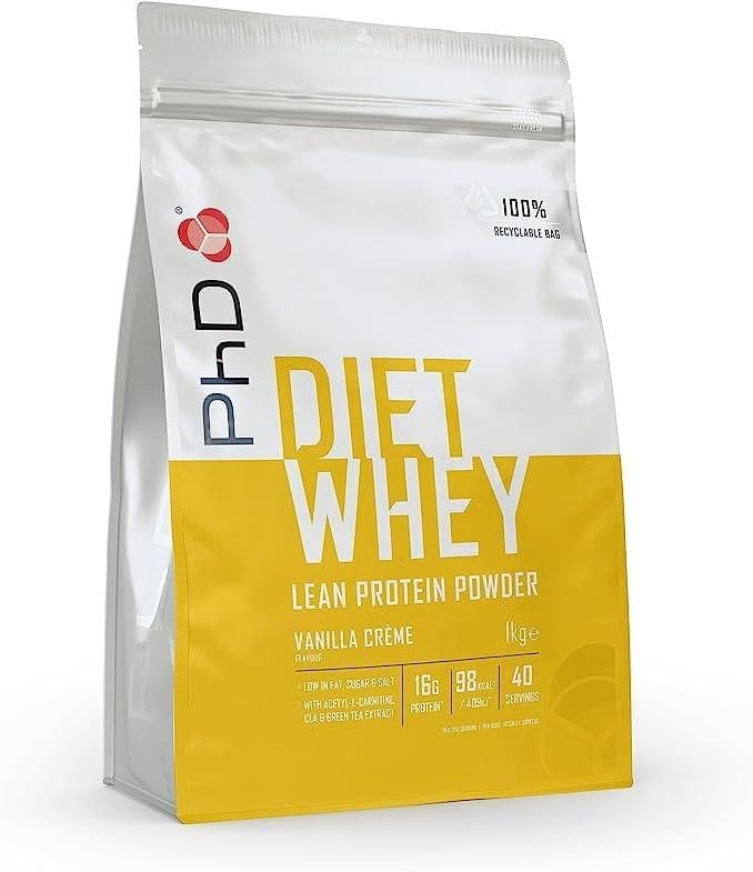 PhD Nutrition Diet Whey High Protein Lean Matrix, Vanilla Crème Protein Powder, High Protein, 1 kg Bag in Box