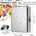 Pill Organizer 7 Days 8 Compartments, Travel Metal Pill Box, BPA-Free Portable Pill Box (Silver, Median)