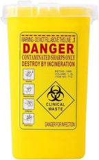 Yellow Sharps Bin Needle Blade Waste Disposal Container with Locking Lid 1.0L
