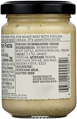 TRACKLEMENTS - Strong Horseradish Cream Sauce - Condiments for Recipes, Perfect for Prime Ribs, Roasted Beef Sandwich, and Smoked Trout, Eel & Fish - Gluten Free, Vegetarian - 4.94oz Jar - Pack of 6