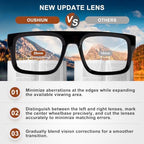 Oversized Progressive Reading Glasses, Photochromic Multifocal Readers for Men & Women with Spring Hinge