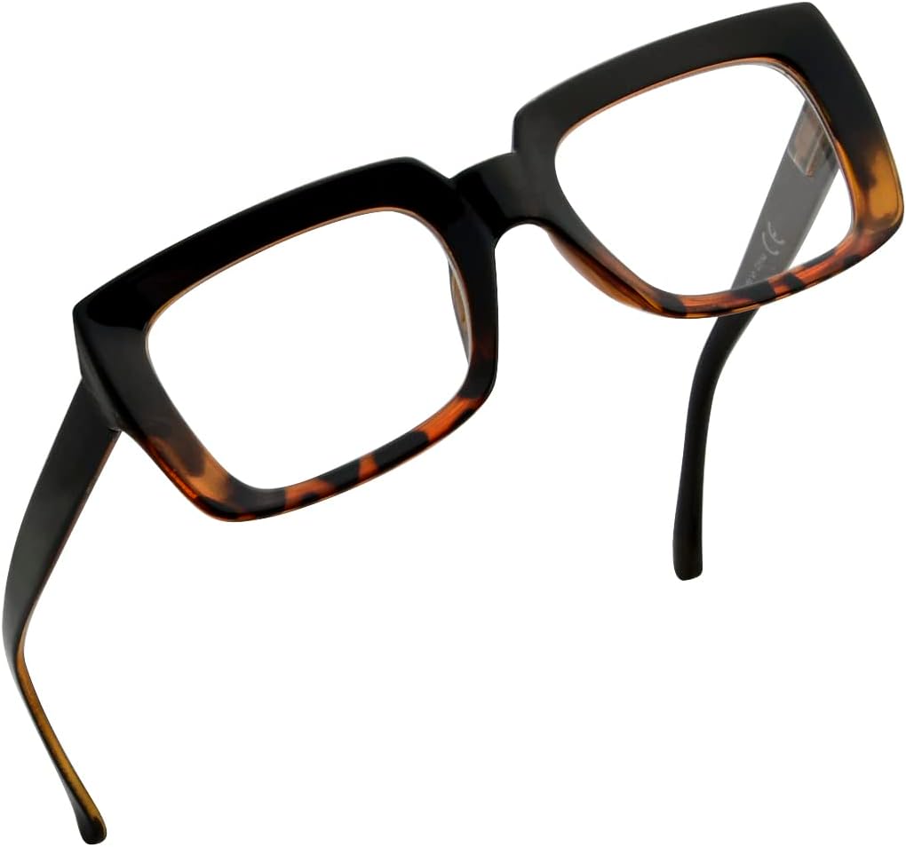Eyekepper Stylish Reading Glasses Women - Oversized Square Readers Black/Tortoise +2.25