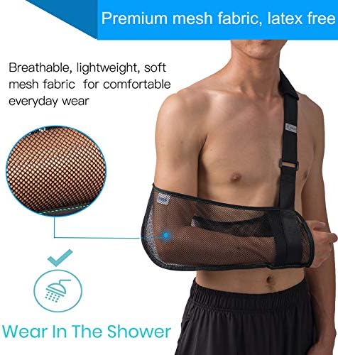 Mesh Arm Shoulder Sling - Medical Shoulder Immobilizer for Shower - Adjustable Arm Brace for Torn Rotator Cuff Injury - Right Left Arm for Men Women - Shower Sling for Elbow, Wrist
