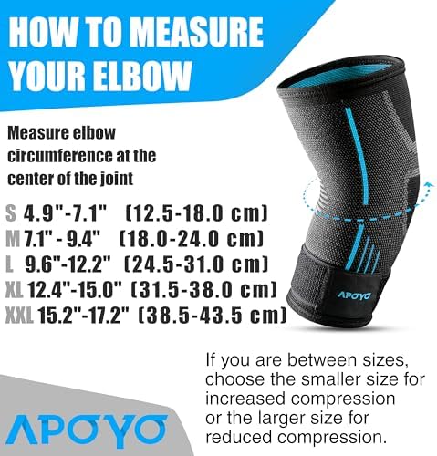 APOYO Elbow Brace for Tendonitis and Tennis Elbow, Compression Sleeve for Arthritis, Workouts, Reduce Joint Pain During Fitness Activity (Large)