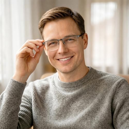 EYECEDAR 5 Pack Premium Blue Light Blocking Reading Glasses Men Metal Half Frame Spring Hinges Computer Readers for Men and Women 2.25