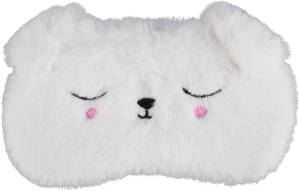 Cute Sleeping Mask, White Dog Soft Plush Fluffy Sleep Mask Men Cartoon Puppy Blindfold Novelty Eye Cover Eyeshade Shade for Kids Girls and Adult Travel (White, Dog)