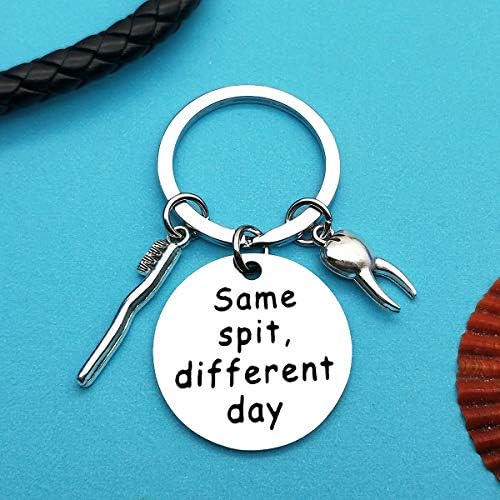 Xiahuyu Dentist Gifts for Men Women Funny Same Spit Different Day Keychain Dental Hygienist Gift Dental Student Gift Dental Assistant Gift Dentist Graduation Gifts Dentist Office Orthodontist Gifts