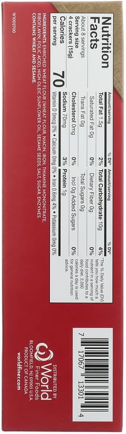 Wellington Water Crackers Toasted Sesame 4.4 Oz