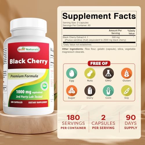 Best Naturals Black Cherry 1000 Mg Capsule, 180 Count