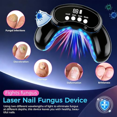 Nail Fungus Laser Treatment LED Light Device-Nail Fungus Treatment,Solution for Damaged Discolored Thick Toenails & Fingernails - Black
