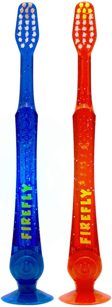 Firefly Light-Up Timer Kids Toothbrush with Suction Cup, Soft - 2 Count (Pack of 1), Assorted