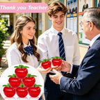 24Pack Plastic Red Apple Container,Teacher Week Gift Apple Shaped Candy Jar Filled Ornament Container Thank You Teacher Gifts,Valentine's Day Christmas Wedding Party