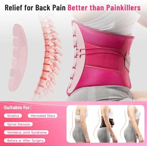 KKH Back Support Brace with Adjustable Pulley System, Ergonomic Back Brace for Lower Back Pain Women, Breathable Soft Mesh Lumbar Support Belt for Relief Sciatica Pain Herniated Disc
