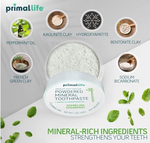 2 Pack of Primal: Life Organics!! - Dirty Mouth Toothpowder, Tooth Cleaning Powder, Flavored Essential Oils with Natural Kaolin & Bentonite Clay, Paleo, Organic, Spearmint, 1 oz LuxProdX Sticker